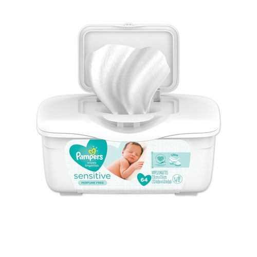 Sensitive Baby Wipes, White, Cotton, Unscented, 64-tub