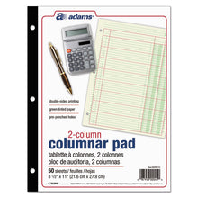 Load image into Gallery viewer, Columnar Analysis Pad, 2 Column, 8 1-2 X 11, Single Page Format, 50 Sheets-pad, 12-carton
