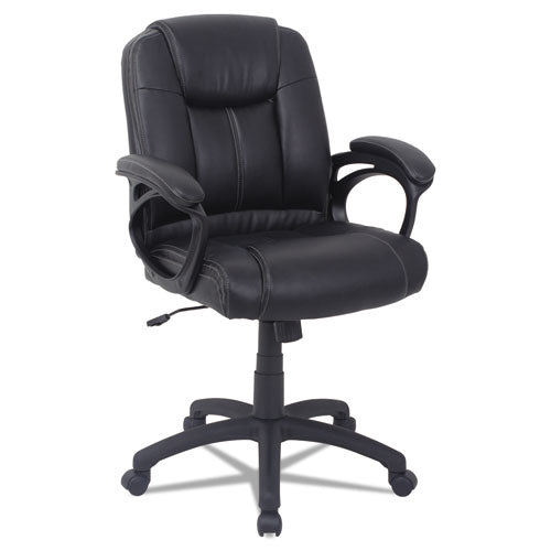 Alera Cc Series Executive Mid-back Bonded Leather Chair, Supports Up To 275 Lbs, Black Seat-black Back, Black Base