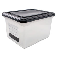 Load image into Gallery viewer, File Tote With Contents Label, Letter-legal Files, 17.75&quot; X 14&quot; X 10.25&quot;, Clear-black
