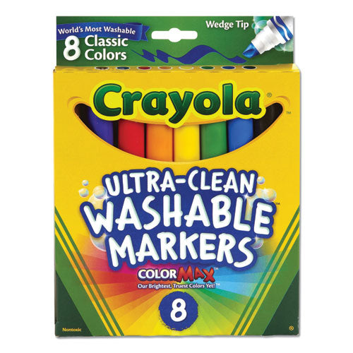 Ultra-clean Washable Markers, Fine-broad Wedge-chisel Tips, Assorted Colors, 8-box