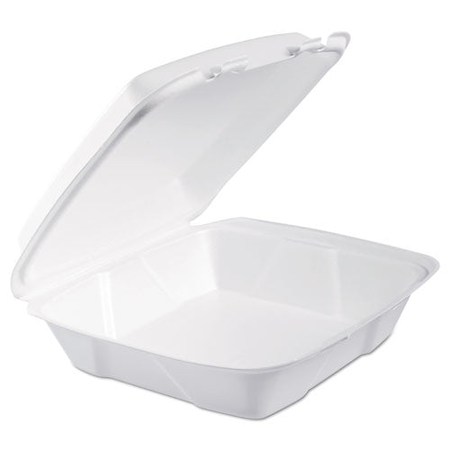 Foam Hinged Lid Containers, 9 X 9 X 3, White, 200-carton