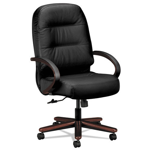 Pillow-soft 2190 Series Executive High-back Chair, Supports Up To 300 Lbs., Black Seat-black Back, Mahogany Base