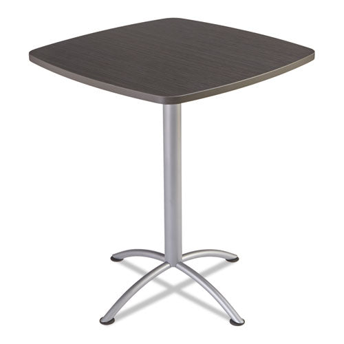 Iland Table, Bistro-height, Square Top, Contoured Edges, 36 X 36 X 42, Gray Walnut-silver