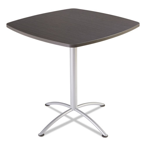 Iland Table, Bistro-height, Square Top, Contoured Edges, 42 X 42 X 42, Gray Walnut-silver