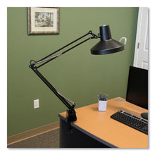 Load image into Gallery viewer, Three-way Incandescent-fluorescent Clamp-on Lamp, 9.38&quot;w X 9.38&quot;d X 44.5&quot;h, Black
