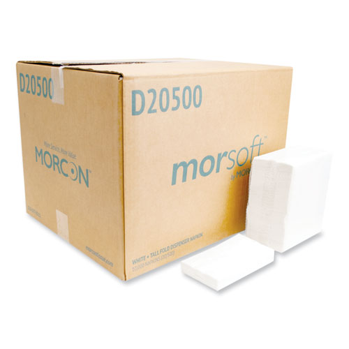 Morsoft Dispenser Napkins, 1-ply, 6 X 13.5, White, 500-pack, 20 Packs-carton