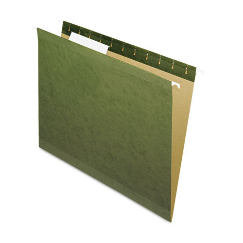 Reinforced Hanging File Folders, Letter Size, 1-3-cut Tab, Standard Green, 25-box