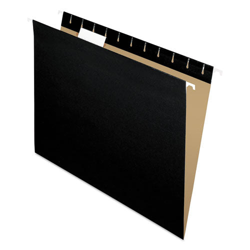 Colored Hanging Folders, Letter Size, 1-5-cut Tab, Black, 25-box