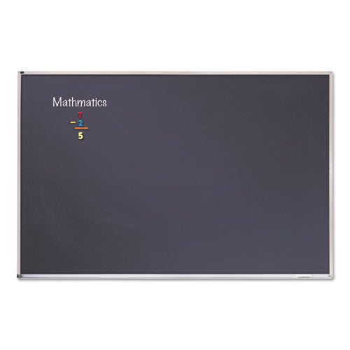 Porcelain Black Chalkboard With Aluminum Frame, 48 X 96, Silver
