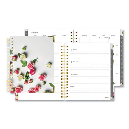 Romantic Weekly-monthly Hard Cover Planner, 9.25 X 7.25, Roses Cover, 2022