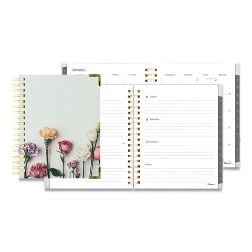 Romantic Weekly-monthly Hard Cover Planner, 9.25 X 7.25, Floral Cover, 2022