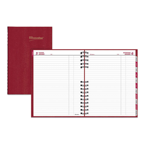 Coilpro Daily Planner, Ruled, 1 Page-day, 10 X 7.88, Red, 2022