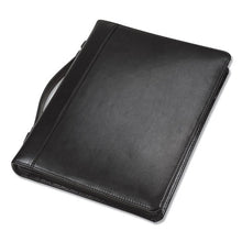 Load image into Gallery viewer, Leather Multi-ring Zippered Portfolio, Two-part, 1&quot; Cap, 11 X 13 1-2, Black

