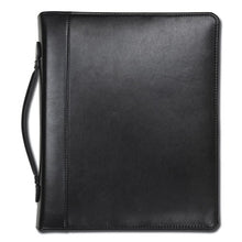 Load image into Gallery viewer, Leather Multi-ring Zippered Portfolio, Two-part, 1&quot; Cap, 11 X 13 1-2, Black

