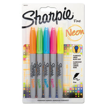 Load image into Gallery viewer, Neon Permanent Markers, Fine Bullet Tip, Assorted Colors, 5-pack
