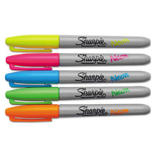 Load image into Gallery viewer, Neon Permanent Markers, Fine Bullet Tip, Assorted Colors, 5-pack
