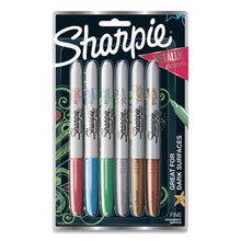Load image into Gallery viewer, Metallic Fine Point Permanent Markers, Fine Bullet Tip, Blue-green-red, 6-pack
