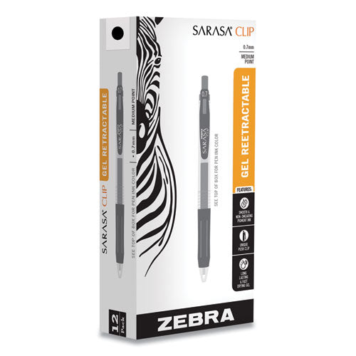 Sarasa Clip Gel Pen, Retractable, Medium 0.7 Mm, Black Ink, Clear Barrel, Dozen